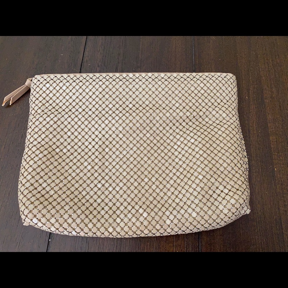 Vintage Cream Metal Mesh Exclusive for Bueno Small Zip Pouch Bag Clutch